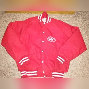 Vintage Satin Jacket Large Mens Affiliated Food USA Poly Blend Outerwear Coat